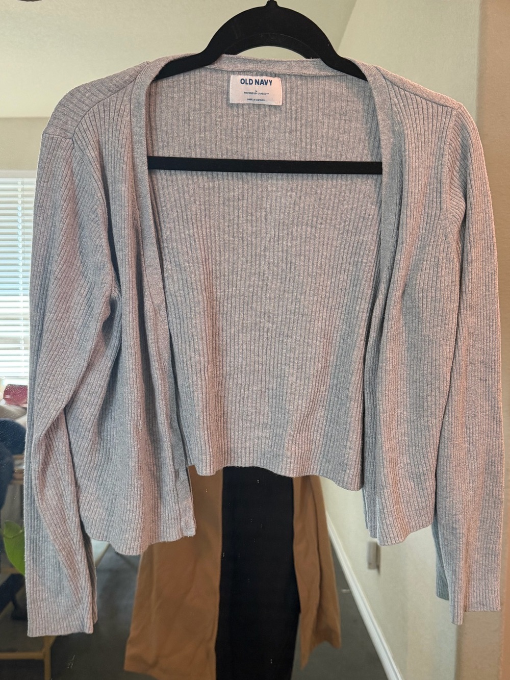 Old Navy Heather Gray Ribbed Open Front Cropped Cardigan
